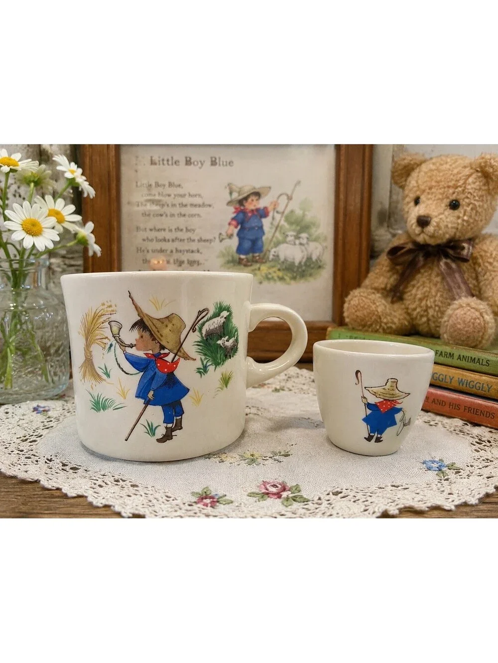 Vintage Brendan Erin Stone Ireland Little Boy Blue Mug & Egg Cup Nursery Set